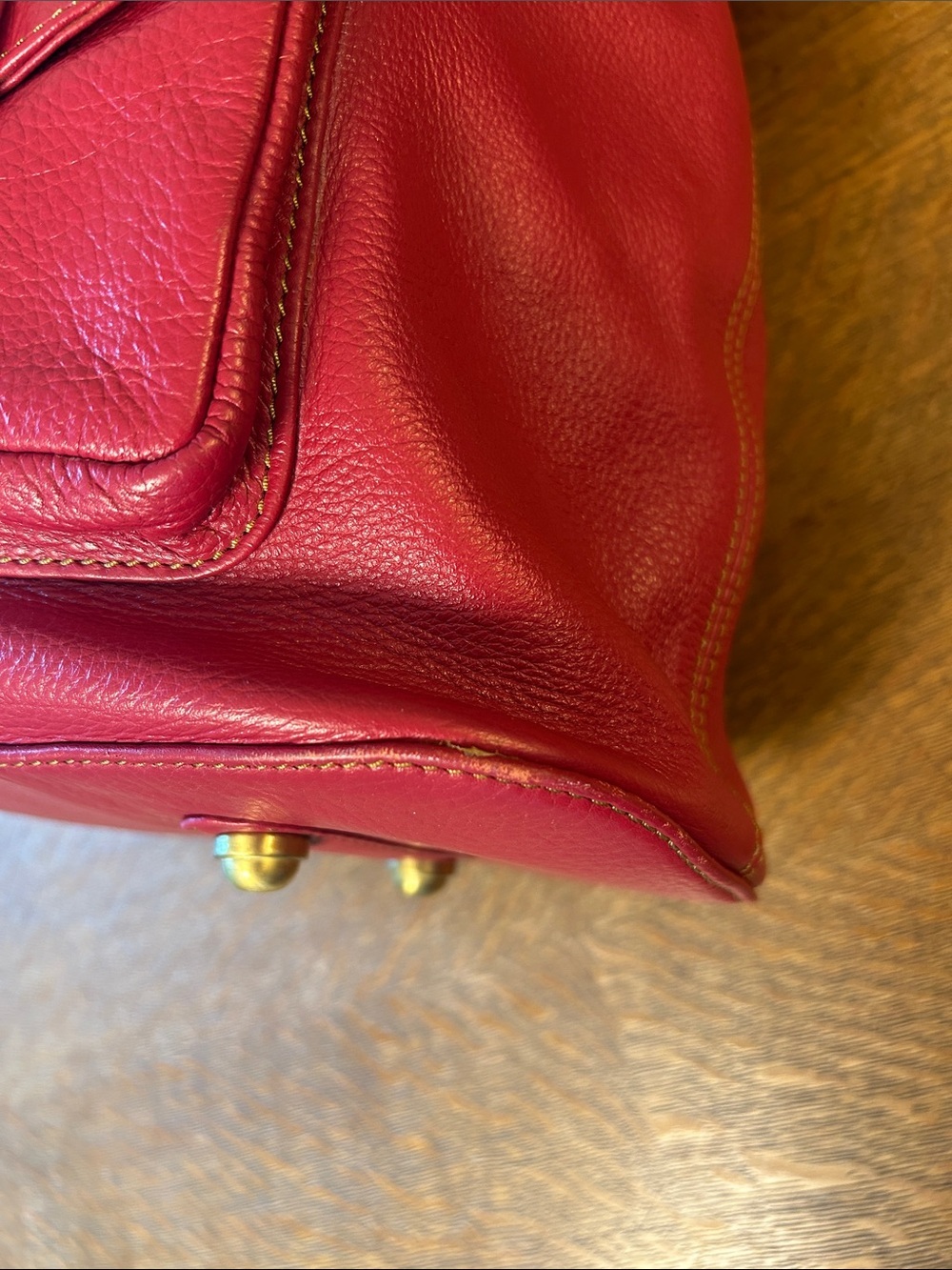 Sharif Americana Red Genuine Pebble Leather Large Hobo Shoulder Bag - Picture 7 of 16